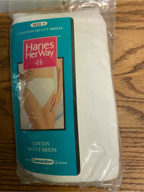 Hanes Other - Vintage Deadstock NEW Hanes 3 Her Way White Cotton Hi-Cut Briefs Size 9
